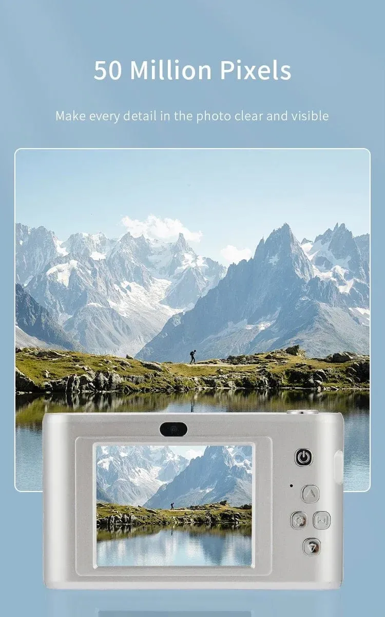 4K-Digitalkamera, Mini-Retro-Reise-Selfie-Kamera, 50 Megapixel, HD-Fotografie, 2.4-Zoll-Bildschirm, Einsteiger-Selfie-Cam für den Kindercampus