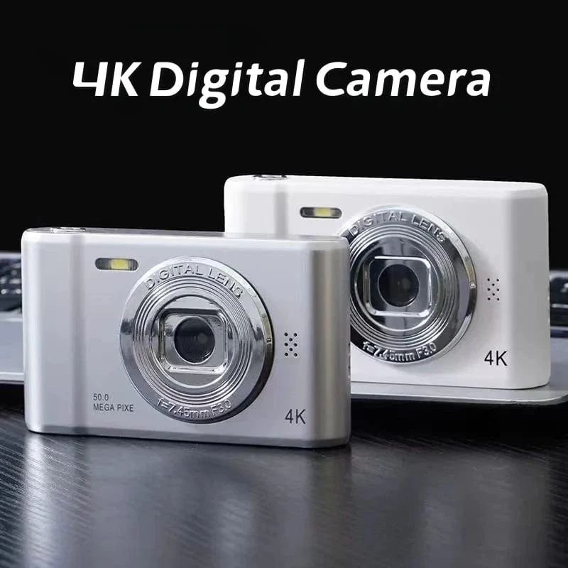 4K-Digitalkamera, 50 Megapixel, HD-Fotografie, Reise-Selfie-Kamera, 2.4-Zoll-Bildschirm, Einsteiger-Selfie-Minikamera für den Kindercampus