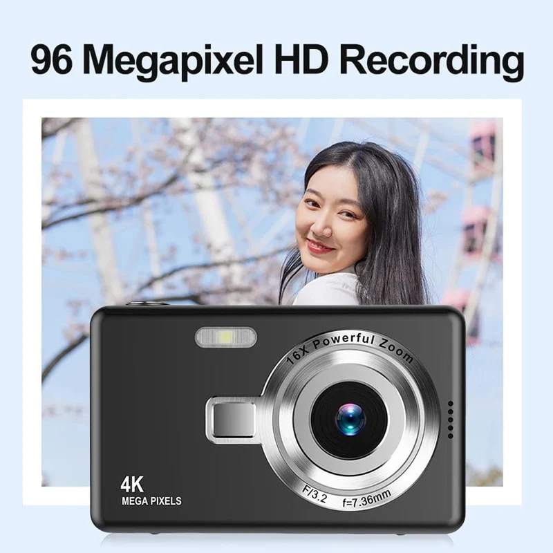 Tragbare Vlogging-Kamera mit 1080P HD, 16-fach-Zoom, Autofokus, Vlogging-Kamera, Anti-Shake, 2.4-Zoll-IPS-Bildschirm für die Fotografie von Kindern und Erwachsenen