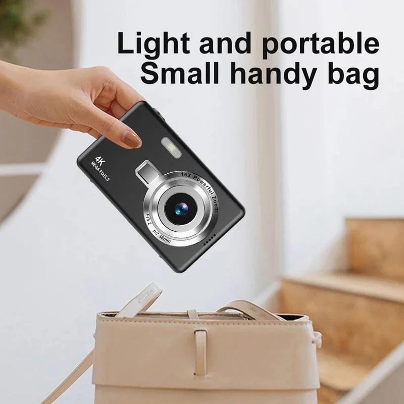 Tragbare Vlogging-Kamera mit 1080P HD, 16-fach-Zoom, Autofokus, Vlogging-Kamera, Anti-Shake, 2.4-Zoll-IPS-Bildschirm für die Fotografie von Kindern und Erwachsenen