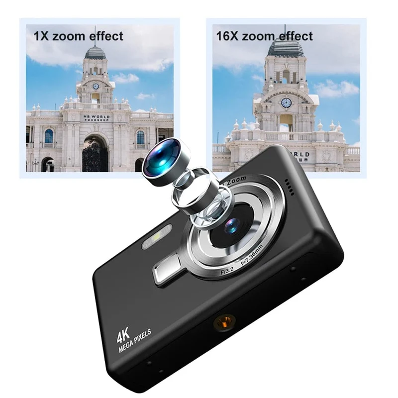 Tragbare Vlogging-Kamera mit 1080P HD, 16-fach-Zoom, Autofokus, Vlogging-Kamera, Anti-Shake, 2.4-Zoll-IPS-Bildschirm für die Fotografie von Kindern und Erwachsenen