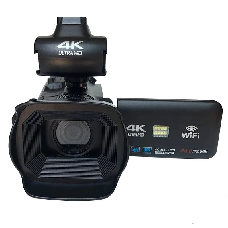 WIFI-Camcorder, 4K-Videokamera, 64 MP, 60 FPS, HD, Autofokus, Vlogging, 4.0-Zoll-Touchscreen, 18-facher Zoom für Live-Streaming