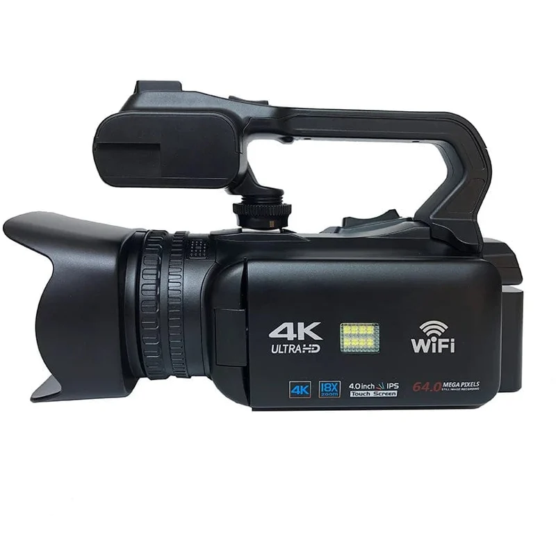 WIFI-Camcorder, 4K-Videokamera, 64 MP, 60 FPS, HD, Autofokus, Vlogging, 4.0-Zoll-Touchscreen, 18-facher Zoom für Live-Streaming