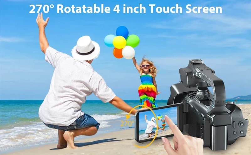 WIFI-Camcorder, 4K-Videokamera, 64 MP, 60 FPS, HD, Autofokus, Vlogging, 4.0-Zoll-Touchscreen, 18-facher Zoom für Live-Streaming