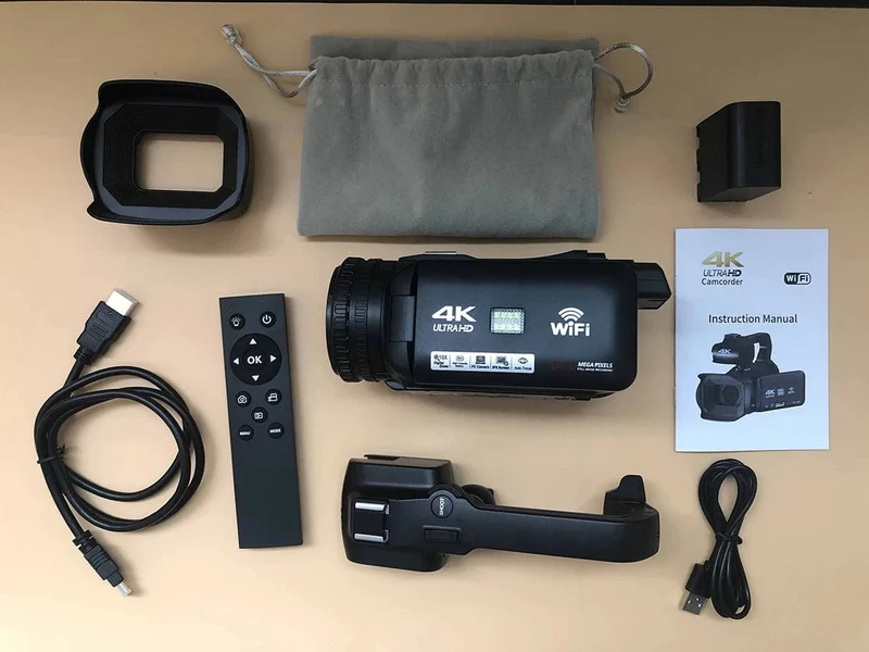 WIFI-Camcorder, 4K-Videokamera, 64 MP, 60 FPS, HD, Autofokus, Vlogging, 4.0-Zoll-Touchscreen, 18-facher Zoom für Live-Streaming