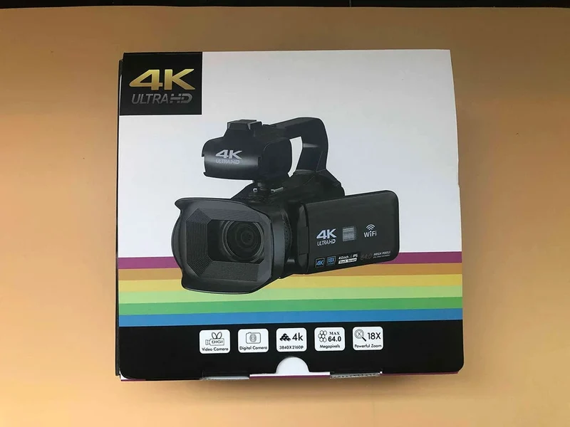 WIFI-Camcorder, 4K-Videokamera, 64 MP, 60 FPS, HD, Autofokus, Vlogging, 4.0-Zoll-Touchscreen, 18-facher Zoom für Live-Streaming