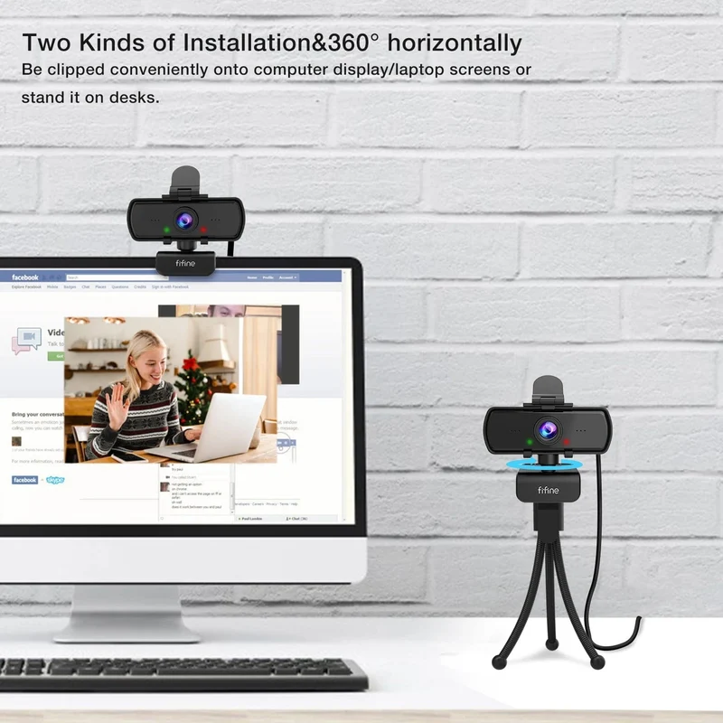 FIFINE 1440p Full HD PC-Webcam mit Mikrofon, Stativ, für USB-Desktop und Laptop, Live-Streaming-Webcam für Videoanrufe-K420