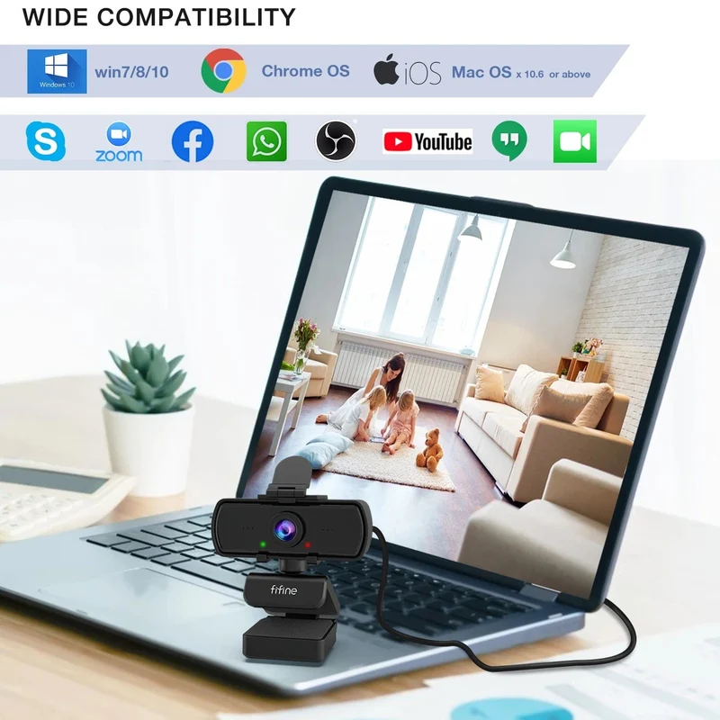 FIFINE 1440p Full HD PC-Webcam mit Mikrofon, Stativ, für USB-Desktop und Laptop, Live-Streaming-Webcam für Videoanrufe-K420