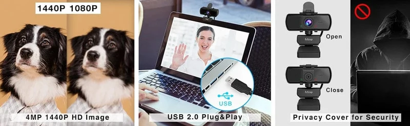 FIFINE 1440p Full HD PC-Webcam mit Mikrofon, Stativ, für USB-Desktop und Laptop, Live-Streaming-Webcam für Videoanrufe-K420