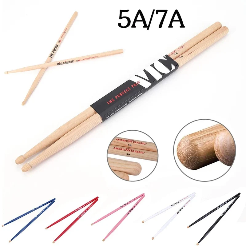 1 Paar 5A/7A Drumsticks Mallets Jazz Drumsticks Percussion Gleichbleibendes Gewicht und Tonhöhe Amerikanische Hickory Classic Drumsticks