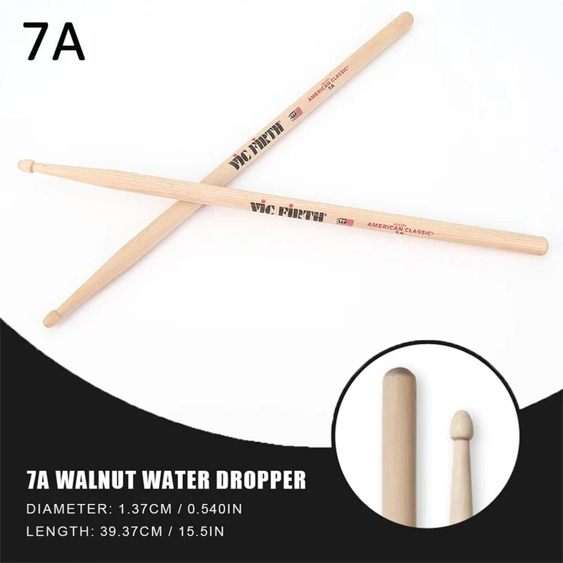 1 Paar 5A/7A Drumsticks Mallets Jazz Drumsticks Percussion Gleichbleibendes Gewicht und Tonhöhe Amerikanische Hickory Classic Drumsticks