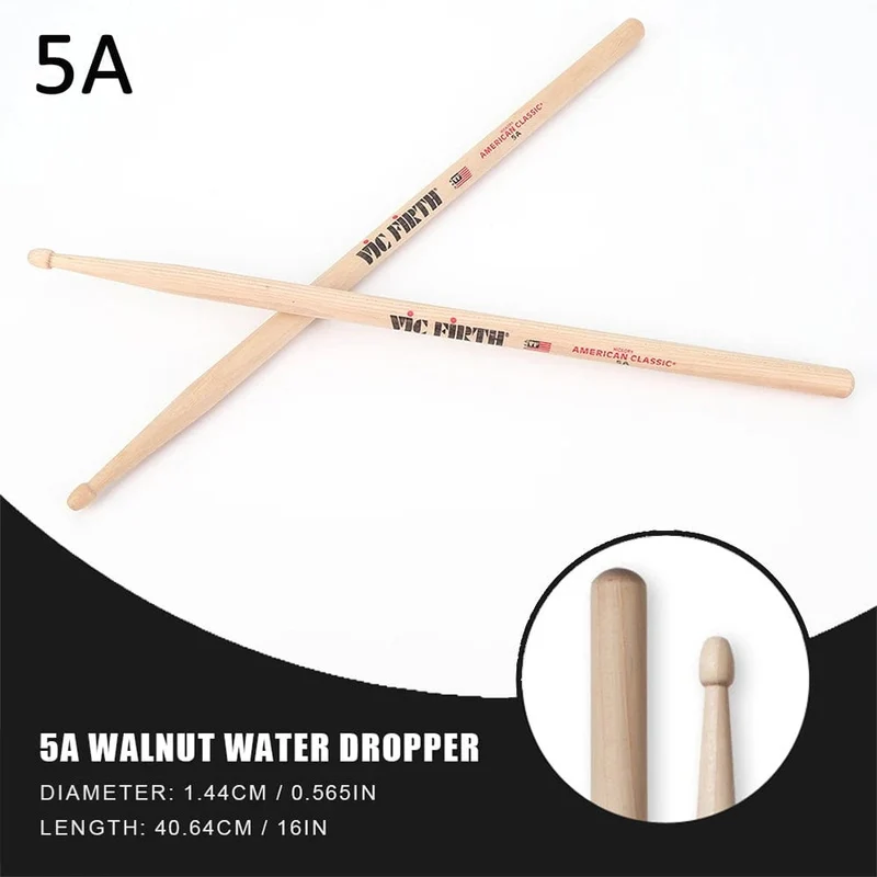 1 Paar 5A/7A Drumsticks Mallets Jazz Drumsticks Percussion Gleichbleibendes Gewicht und Tonhöhe Amerikanische Hickory Classic Drumsticks