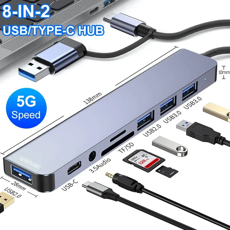 5Gbps USB 3.0 HUB USB C HUB USB C Dockingstation Hochgeschwindigkeitsübertragung OTG Adapter Splitter TYPE-C HUB für Laptop Macbook