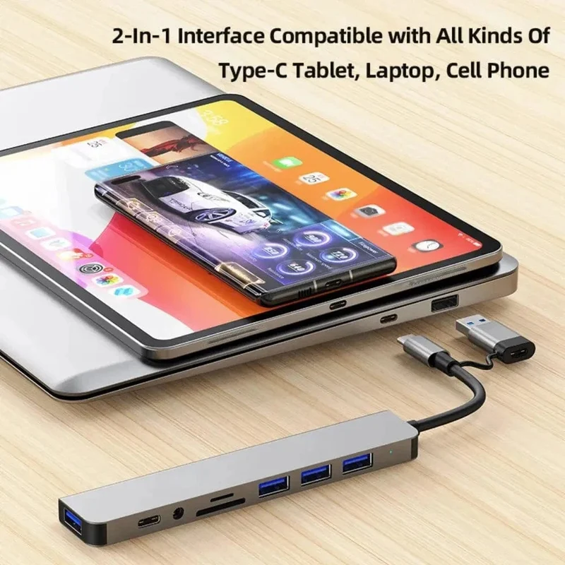 5Gbps USB 3.0 HUB USB C HUB USB C Dockingstation Hochgeschwindigkeitsübertragung OTG Adapter Splitter TYPE-C HUB für Laptop Macbook