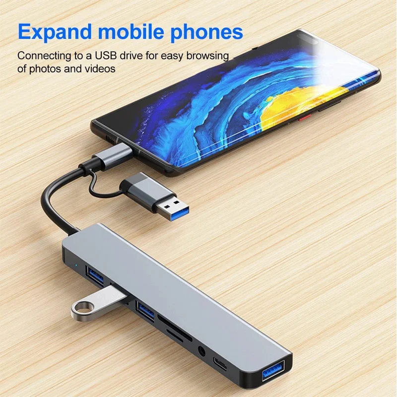 5Gbps USB 3.0 HUB USB C HUB USB C Dockingstation Hochgeschwindigkeitsübertragung OTG Adapter Splitter TYPE-C HUB für Laptop Macbook