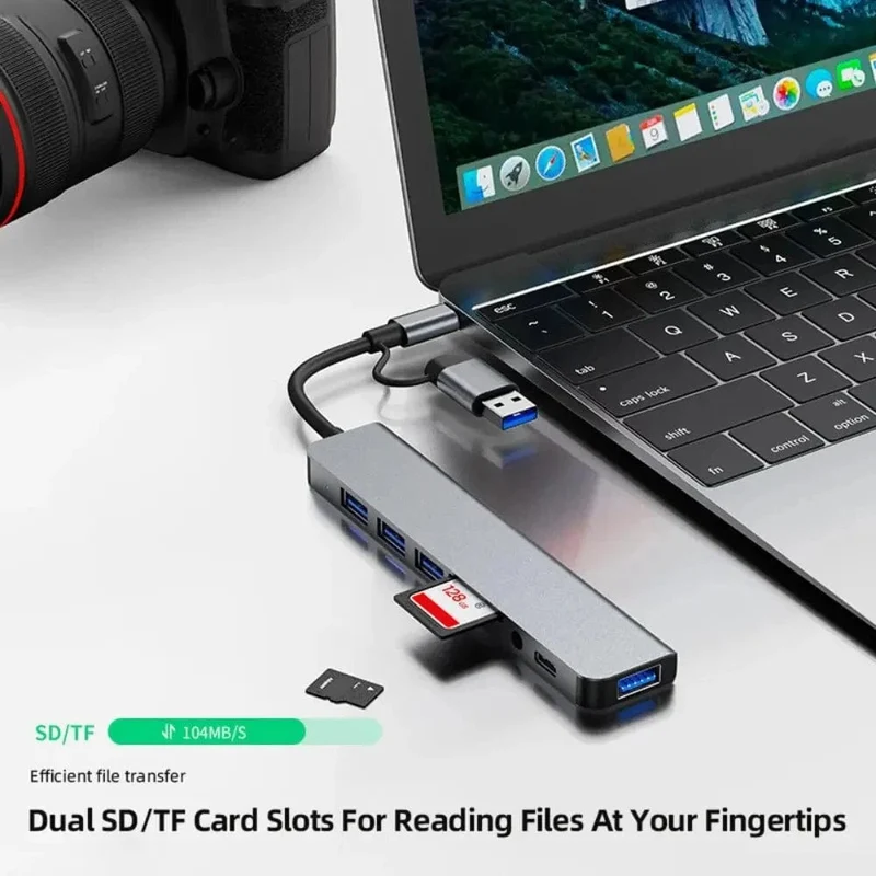5Gbps USB 3.0 HUB USB C HUB USB C Dockingstation Hochgeschwindigkeitsübertragung OTG Adapter Splitter TYPE-C HUB für Laptop Macbook