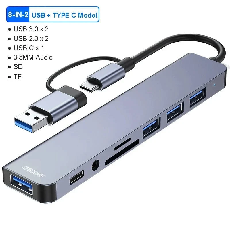 5Gbps USB 3.0 HUB USB C HUB USB C Dockingstation Hochgeschwindigkeitsübertragung OTG Adapter Splitter TYPE-C HUB für Laptop Macbook