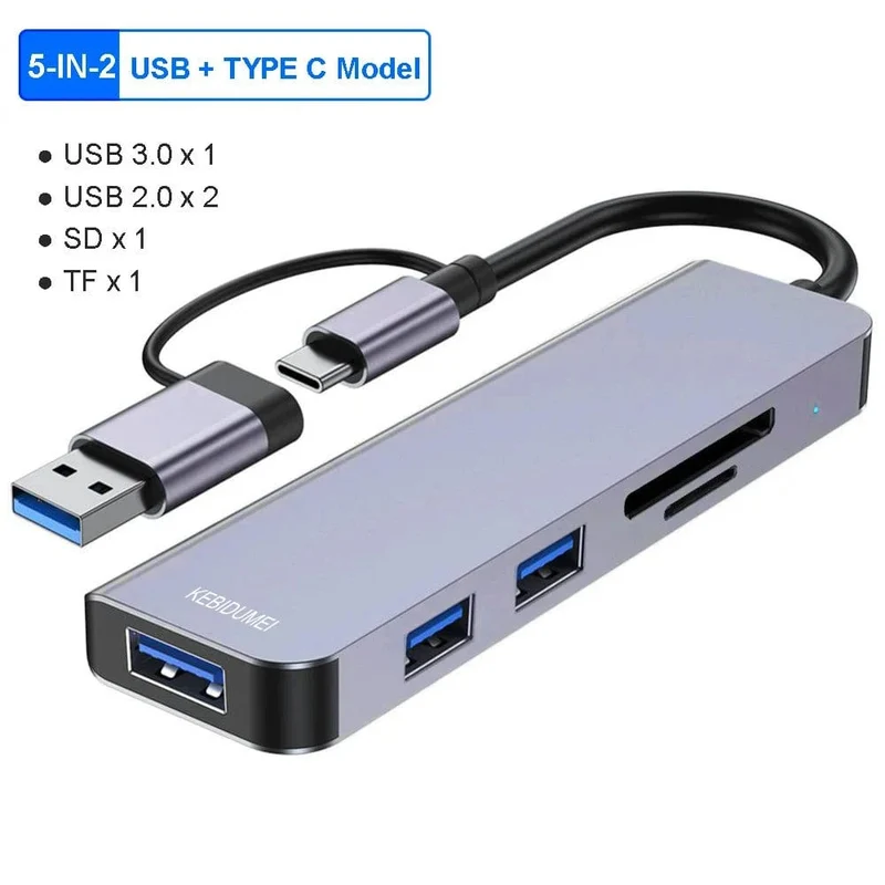 5Gbps USB 3.0 HUB USB C HUB USB C Dockingstation Hochgeschwindigkeitsübertragung OTG Adapter Splitter TYPE-C HUB für Laptop Macbook