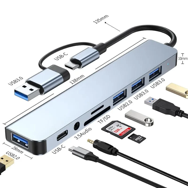 5Gbps USB 3.0 HUB USB C HUB USB C Dockingstation Hochgeschwindigkeitsübertragung OTG Adapter Splitter TYPE-C HUB für Laptop Macbook