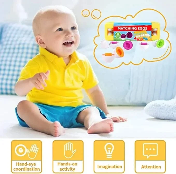 Baby Smart Eggs Montessori Spielzeug 2 Jahre Kleinkind Lernen Pädagogisches Spielzeug Sensorische Eier Huhn Farben Formen Sorter Für Kinder