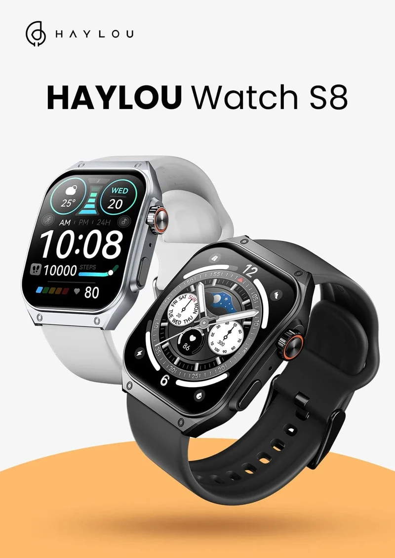 HAYLOU Watch S8 Smart Watch 1.96 Zoll AMOLED Curved Screen Smartwatch Bluetooth Call AI Voice Assistant Smartwatches für Herren