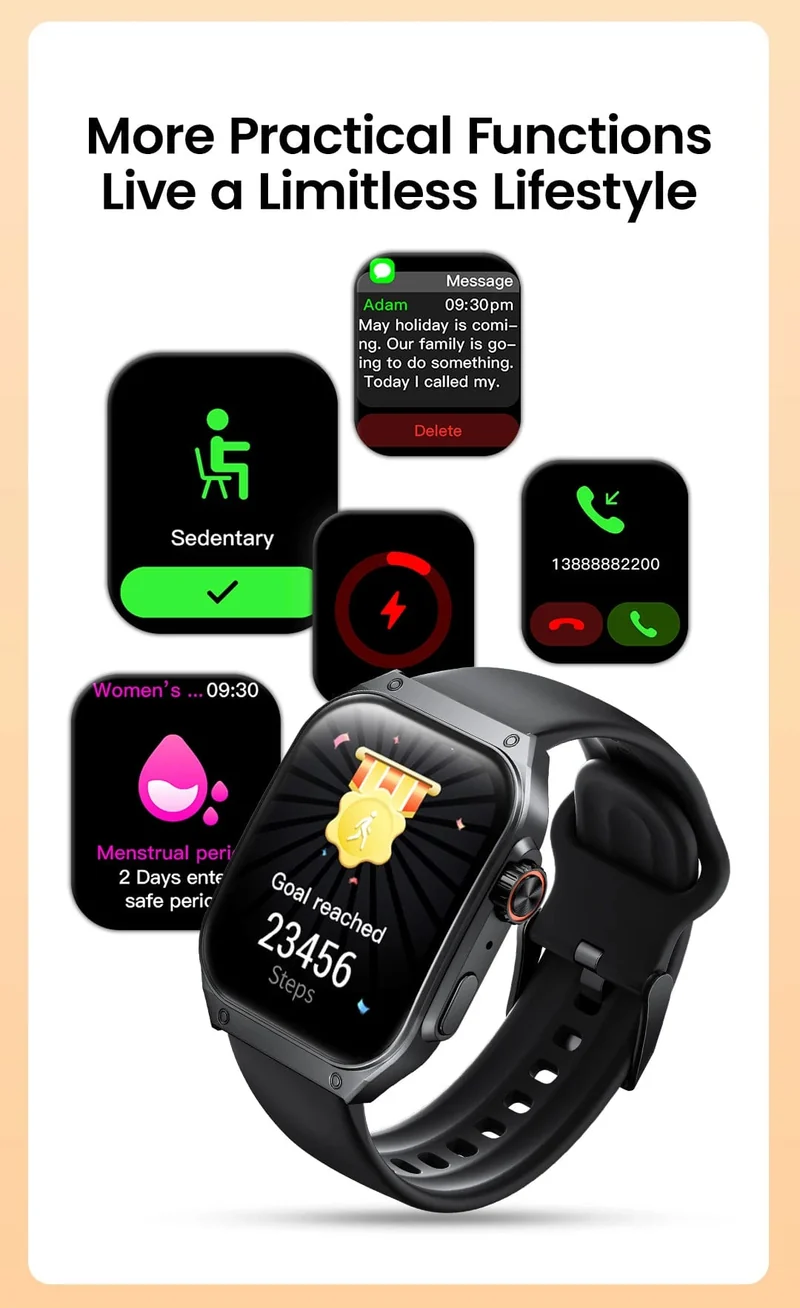 HAYLOU Watch S8 Smart Watch 1.96 Zoll AMOLED Curved Screen Smartwatch Bluetooth Call AI Voice Assistant Smartwatches für Herren