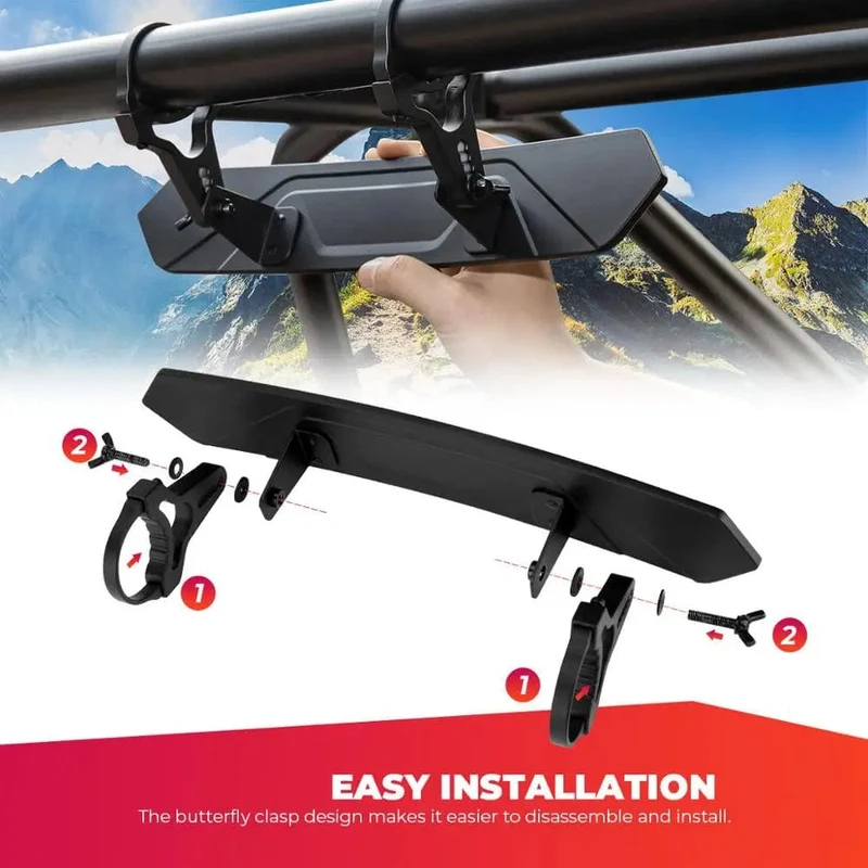 1.65-2 Zoll UTV-Breitbild-Rennspiegel, kompatibel mit Polaris RZR Ranger 800 1000 XP 900, für CFMoto, für Can Am Maverick X3