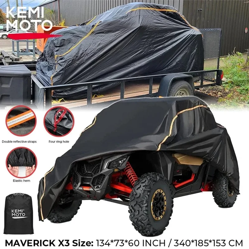 2 Türen UTV 210D Oxford-Stoff schützt die Lagerabdeckung für Nutzfahrzeuge vor Regen, Schmutz und Strahlen, reflektierend für Can Am Maverick X3