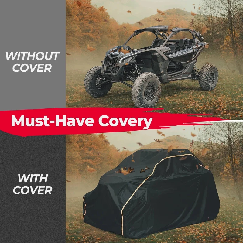 2 Türen UTV 210D Oxford-Stoff schützt die Lagerabdeckung für Nutzfahrzeuge vor Regen, Schmutz und Strahlen, reflektierend für Can Am Maverick X3