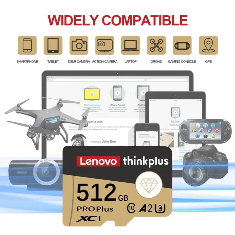 Lenovo 2 TB 1 TB Micro TF/SD-Karte Klasse 10 SD-Karte 256 GB Speicherkarte 128 GB 512 GB TF-Karte Kostenloser Versand für Kameras/Tablet/Drohne