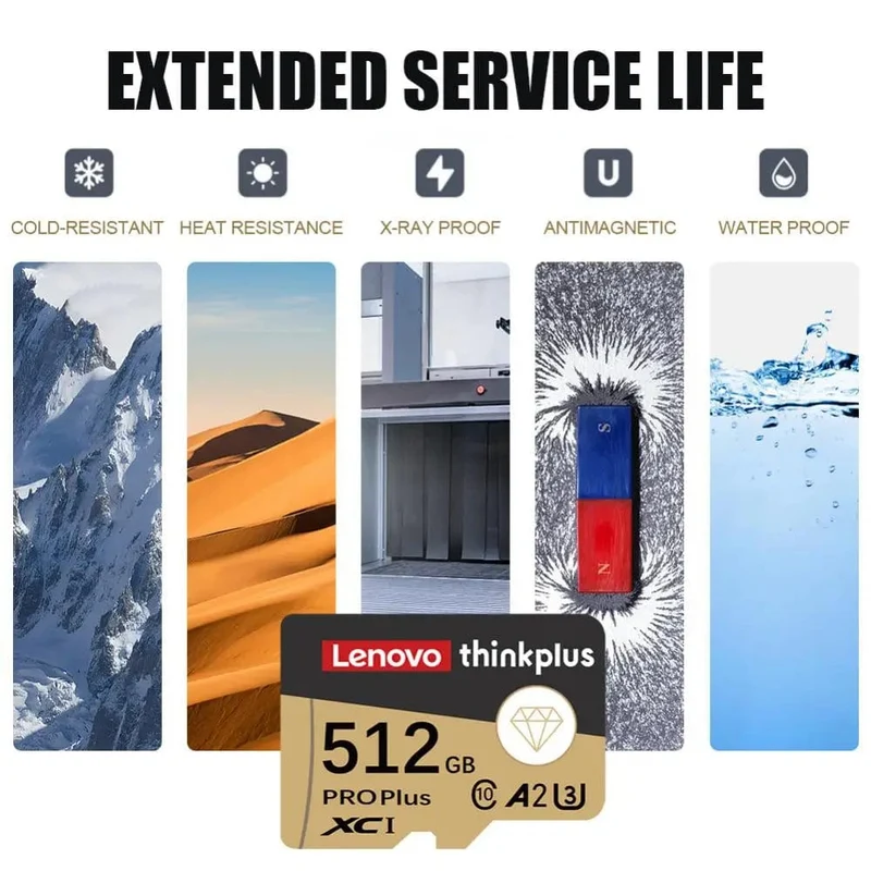 Lenovo 2 TB 1 TB Micro TF/SD-Karte Klasse 10 SD-Karte 256 GB Speicherkarte 128 GB 512 GB TF-Karte Kostenloser Versand für Kameras/Tablet/Drohne