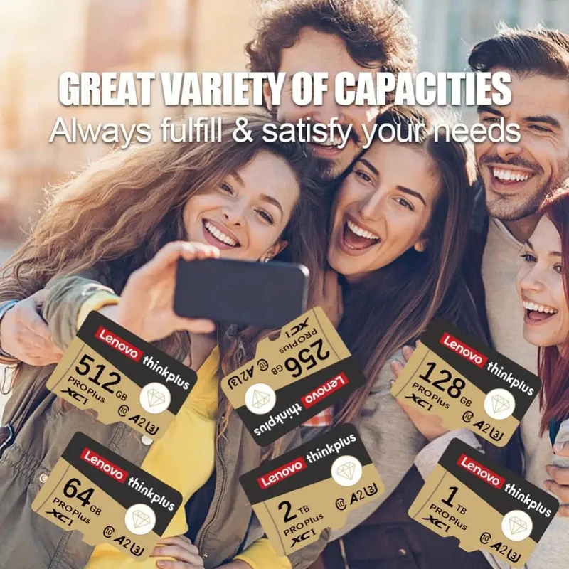 Lenovo 2 TB 1 TB Micro TF/SD-Karte Klasse 10 SD-Karte 256 GB Speicherkarte 128 GB 512 GB TF-Karte Kostenloser Versand für Kameras/Tablet/Drohne