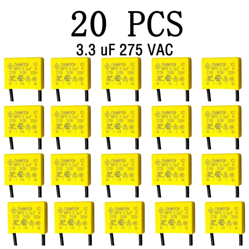 Kondensator 3.3 UF 275 VAC Anti-Lichtblitz-Sicherheitskondensator. Geeignet für intelligente Touch-Schalter ohne Neutralleiter, elektrische Lüfter usw.
