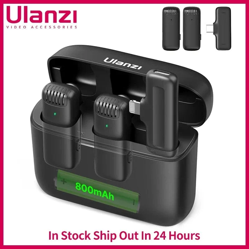 Ulanzi J12 Wireless Lavalier-mikrofon Ansteckmikrofone Set Kurze Videoaufnahme Mini-Mikrofon für iPhone Android Live-Übertragung