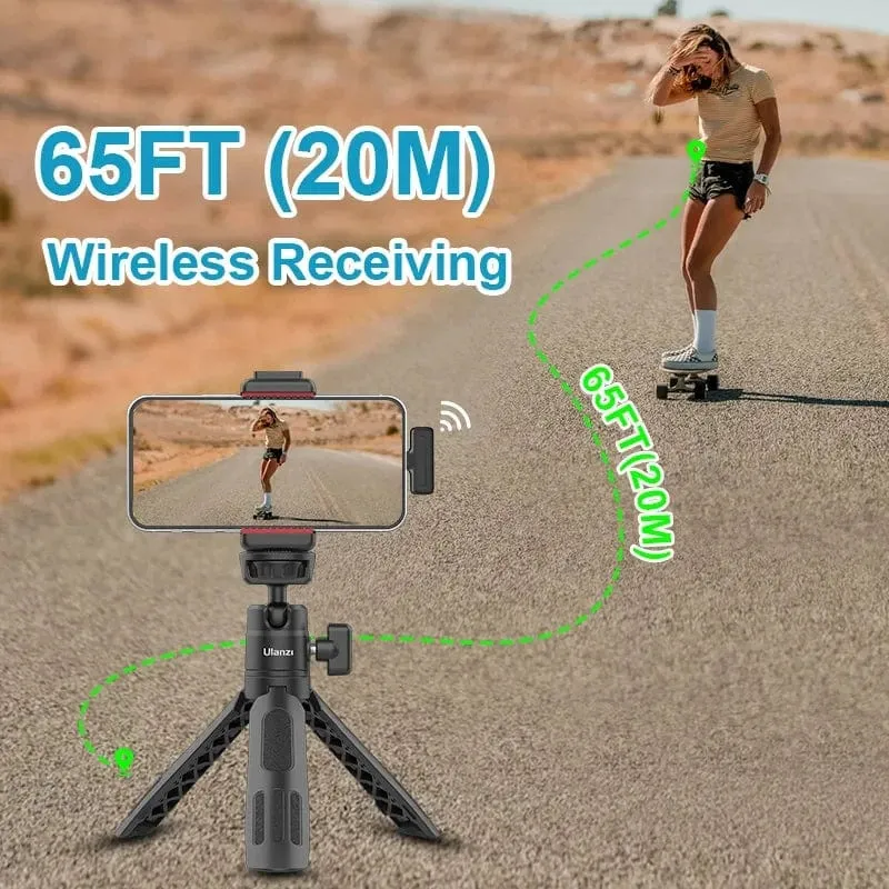 Ulanzi J12 Wireless Lavalier-mikrofon Ansteckmikrofone Set Kurze Videoaufnahme Mini-Mikrofon für iPhone Android Live-Übertragung