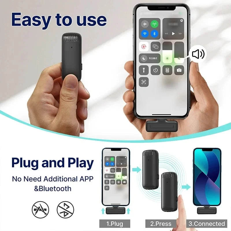 Ulanzi J12 Wireless Lavalier-mikrofon Ansteckmikrofone Set Kurze Videoaufnahme Mini-Mikrofon für iPhone Android Live-Übertragung