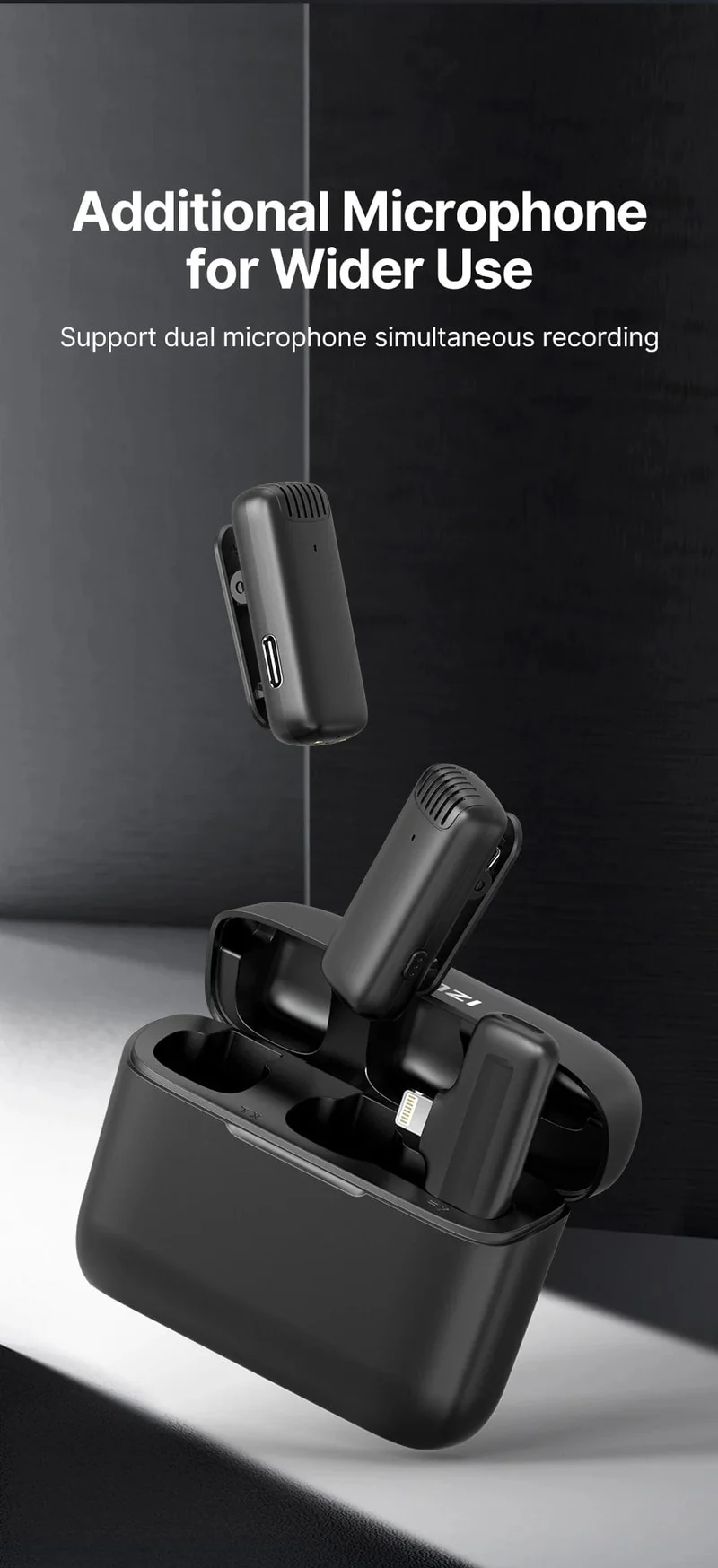 Ulanzi J12 Wireless Lavalier-mikrofon Ansteckmikrofone Set Kurze Videoaufnahme Mini-Mikrofon für iPhone Android Live-Übertragung