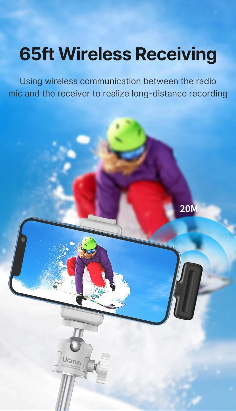 Ulanzi J12 Wireless Lavalier-mikrofon Ansteckmikrofone Set Kurze Videoaufnahme Mini-Mikrofon für iPhone Android Live-Übertragung