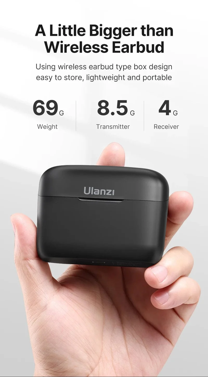 Ulanzi J12 Wireless Lavalier-mikrofon Ansteckmikrofone Set Kurze Videoaufnahme Mini-Mikrofon für iPhone Android Live-Übertragung