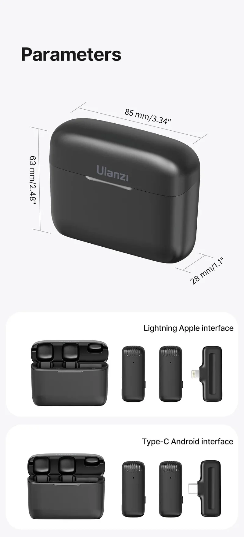 Ulanzi J12 Wireless Lavalier-mikrofon Ansteckmikrofone Set Kurze Videoaufnahme Mini-Mikrofon für iPhone Android Live-Übertragung