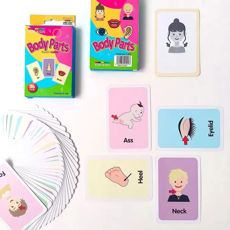36 stücke Kinder Erkenntnis Karten Körperteile Tiere Früchte Doppel Seite Karteikarten Montessori Baby Kinder Frühen Pädagogisches Spielzeug Geschenke