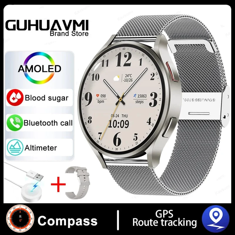 2024 Neu für Samsung Galaxy Watch 6 Classic Smart Watch Männer Frauen Benutzerdefiniertes Zifferblatt HD AMOLED Sprachanruf NFC GPS Tracker Sportuhren