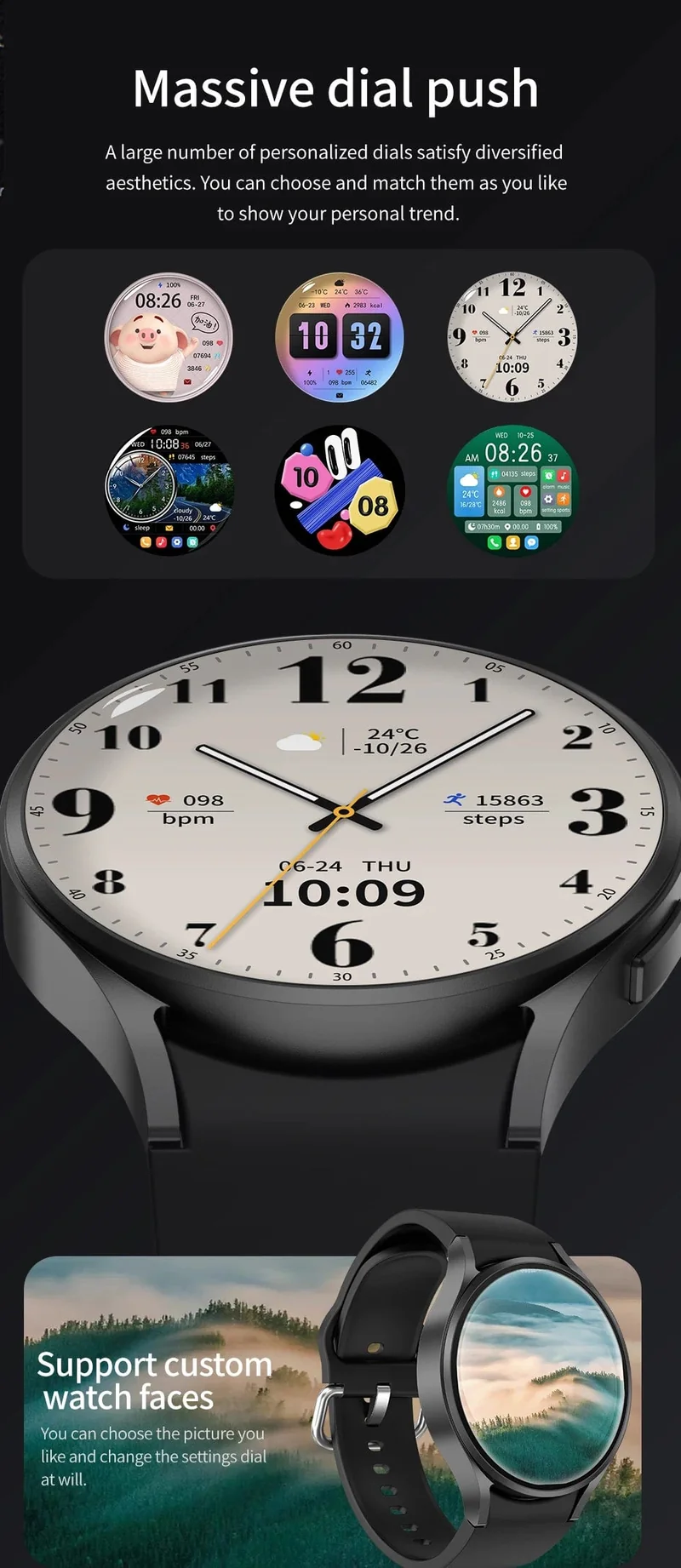 2024 Neu für Samsung Galaxy Watch 6 Classic Smart Watch Männer Frauen Benutzerdefiniertes Zifferblatt HD AMOLED Sprachanruf NFC GPS Tracker Sportuhren