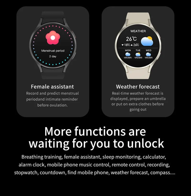 2024 Neu für Samsung Galaxy Watch 6 Classic Smart Watch Männer Frauen Benutzerdefiniertes Zifferblatt HD AMOLED Sprachanruf NFC GPS Tracker Sportuhren