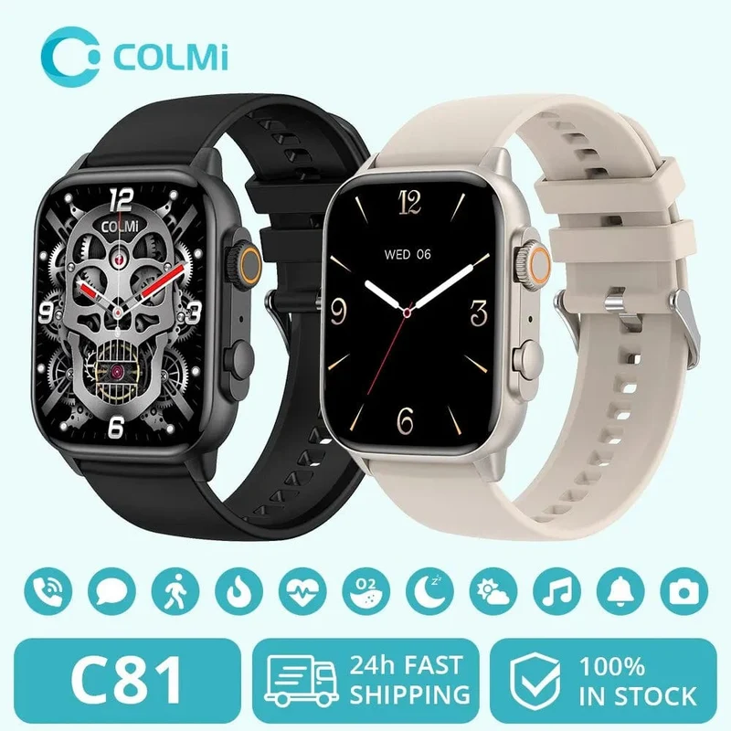 COLMI C81 2.0 Zoll AMOLED Smartwatch unterstützt AOD 100 Sportmodi IP68 wasserdichte Smartwatch für Männer und Frauen PK Ultra Series 8