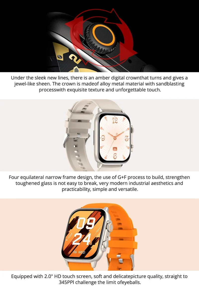 COLMI C81 2.0 Zoll AMOLED Smartwatch unterstützt AOD 100 Sportmodi IP68 wasserdichte Smartwatch für Männer und Frauen PK Ultra Series 8