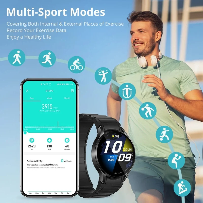 COLMI i28 Ultra AI Smartwatch, AMOLED-Display, integriertes AI Da-GPT, muslimisches Gebet, Bluetooth-Anrufuhr, Smartwatch für Männer und Frauen