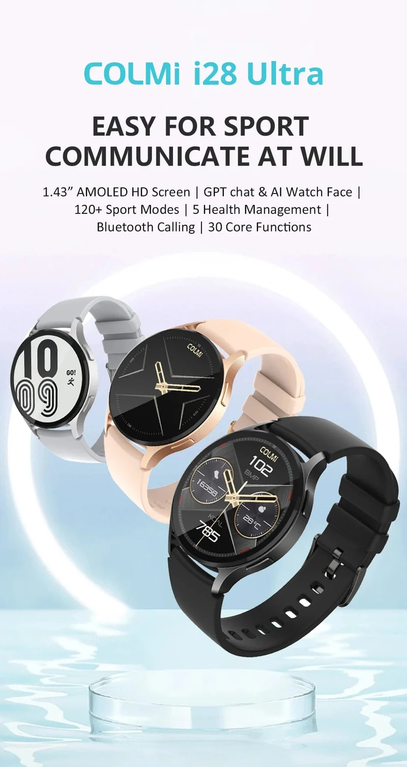 COLMI i28 Ultra AI Smartwatch, AMOLED-Display, integriertes AI Da-GPT, muslimisches Gebet, Bluetooth-Anrufuhr, Smartwatch für Männer und Frauen