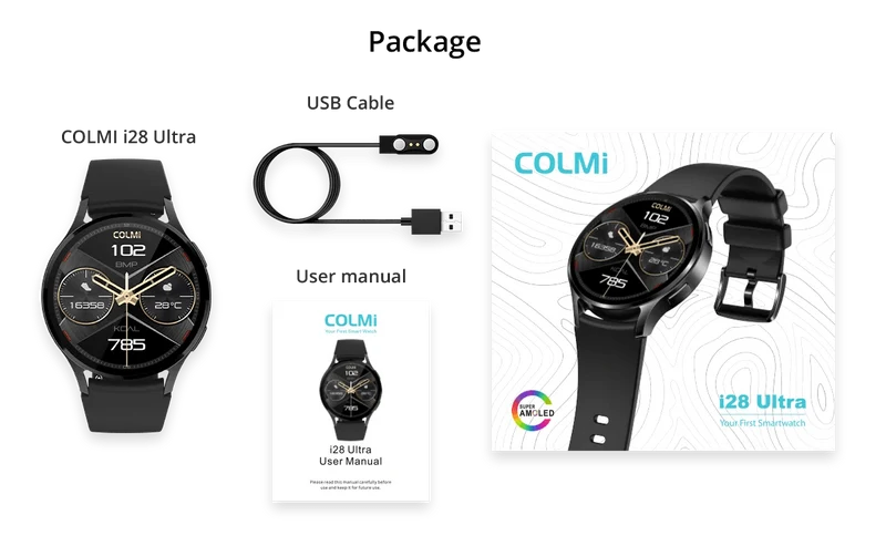 COLMI i28 Ultra AI Smartwatch, AMOLED-Display, integriertes AI Da-GPT, muslimisches Gebet, Bluetooth-Anrufuhr, Smartwatch für Männer und Frauen