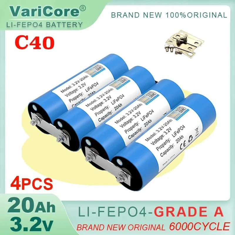 4 Stück 3.2 V 20 Ah Akkupack LiFePO4 C40 Phosphatzelle für 4S 8s 12V 24V Motorrad Auto Motorbatterien Modifikation Klasse A
